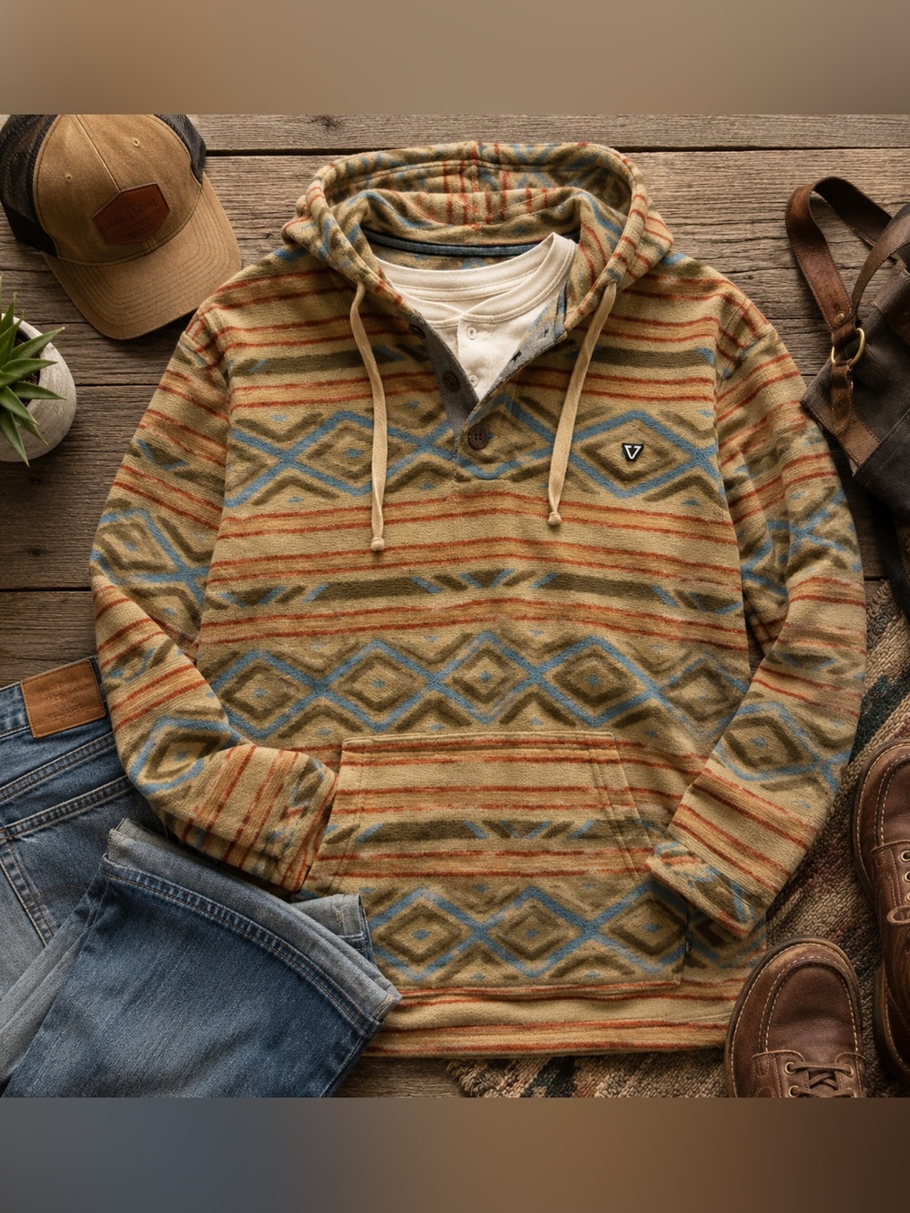 VISSLA Descano Eco Men’s Fleece Pull Over Hoodie Medium EUC